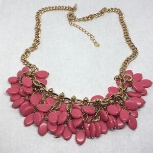 Gold Tone SHB (Avon) bib statement dressy necklace colorful chain and beads.